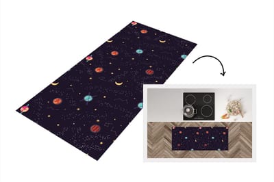 Keukenloper - Loper keuken - Planeten - Sterren - Patronen - 120x50 cm - Keukenloper vinyl