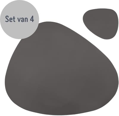 Krumble Placemat en onderzetter - 4 stuks - Design placemat set met onderzetter - PU leer - Donkergrijs