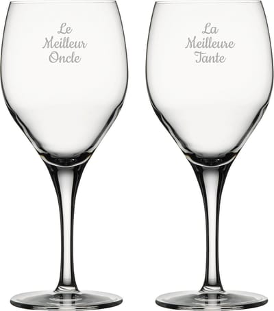 Rode wijnglas gegraveerd - 42,5cl - Le Meilleur Oncle & La Meilleure Tante