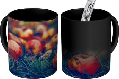 Magische Mok - Foto op Warmte Mokken - Koffiemok - Landelijke decoratie - Herfst - Appel - Fruit - Magic Mok - Beker - 350 ML - Theemok