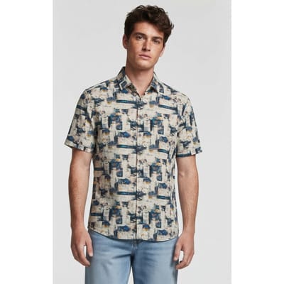 No Excess Shirt Short Sleeve Allover Printed Blue Größe: L | Casual hemden Outlet | Herren | Blau