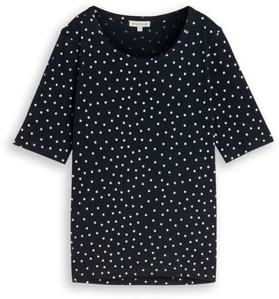 Tom Tailor - T-shirt met stippenpatroon - Maat XXL - navy white small dot design