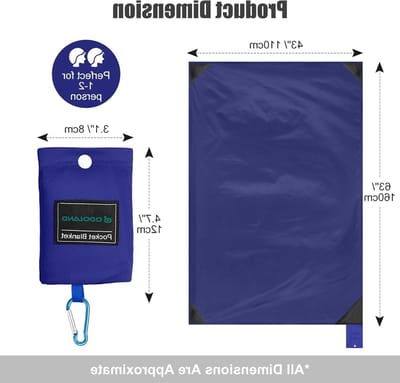 Draagbare Picknickdeken 110x160cm Waterdicht en Zandbestendig Lichtgewicht Vouwbare Strandmat voor Buitenactiviteiten, Kamperen en Wandelen in Donkerblauw