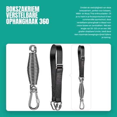 Dailygoods- Bokszakriem Verstelbaar 55-100cm - Ophanghaak - 360 Draaibaar - Zware Tas - Muay Thai Training - Geschikt voor Thuis-/Commerciële Sportschool - Bokszakhanger