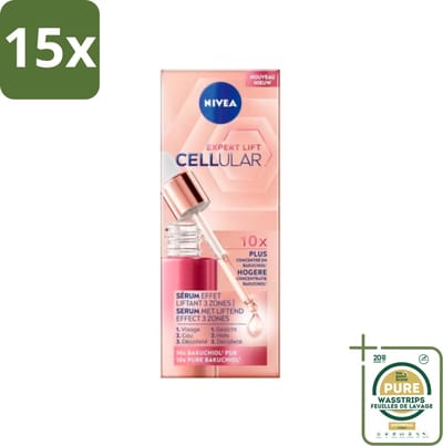 15 x NIVEA - Gezichtsserum - CELLular Expert Lift - Met Bakuchiol - Liftend effect - Alternatief voor Retinol - Voor alle huidtypen - 30 ml - Grootverpakking - Anti-aging Serum - Bakuchiol - Retinol Alternatief - Huidverjonging - Liftend Serum