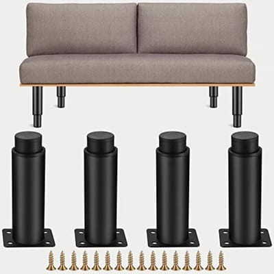 PromoHome Verstelbare Meubelpoten Set van 4 - Zwarte Metaal, Hoogte Instelbaar 0 tot 70mm
