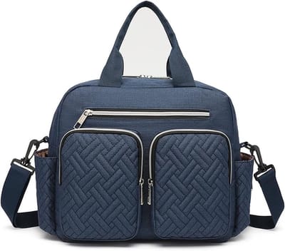 Famanu - Babyluiertas Grote Weekender Reizen Luiertas Stijlvol voor Mama en Papa, Convertible Travel Tote Messenger met Geïsoleerde Zakken,marineblauw