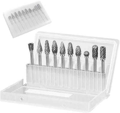 10 Stuks Hardmetalen Freestenset - Dubbele Snede, 3 mm Schacht, 6 mm Slijpkop voor Slijpen, Snijden, Polijsten, Graveren en Boren
