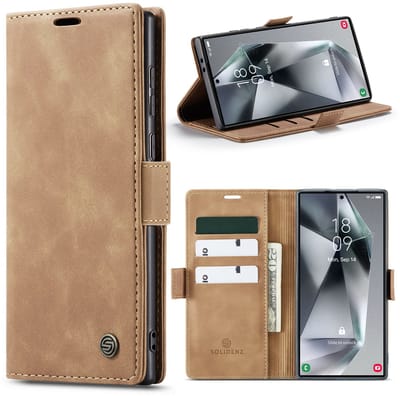 Solidenz Hoesje - Geschikt voor Samsung Galaxy S25 Ultra - Urban Book - Bruin