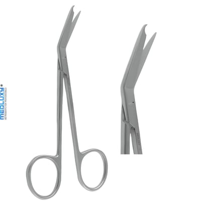 MEDLUXY® - Onthechtingsschaar Spencer - 14 cm - Gehoekt - (Ligatuur Schaar, Spencer Ligature Scissors, Verpleegkundige Schaar, EHBO, Verpleegkunde, Medische Schaar, Stich Cutter) M-0091