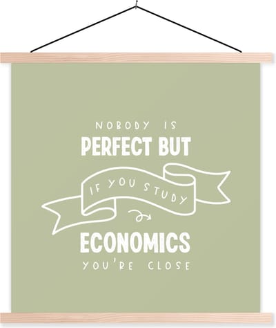 Posterhanger incl. Poster 40x40 cm - Schoolplaat - Quote - Economics - Studeren - Textielposter - Blanke latten