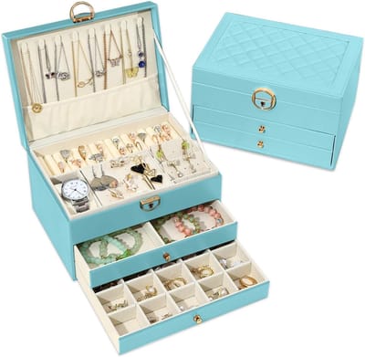 Juwelendoos met Lades - Opbergdoos Sieraden - Sieraden Organiseren - Zachte Fluweel Voering - 22.8 x 17.2 x 13.7 cm