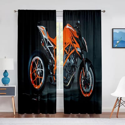 Crossmotor Motorcross Rijder Gordijnen geweldig voor Jongens Mannen Slaapkamer Woonkamer Voedselbereidingsruimte Extreem Sport Gordijnen Raam (W50H130cm)-2pcs&Hook
