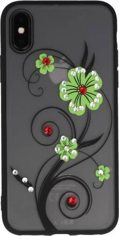 Diamant Lelies Hoesjes Cases - Hoesje Geschikt voor iPhone X Groen