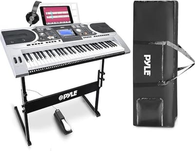 Elektrisch Piano - Digitale Muziek Keyboard - Draagbaar Keyboard met 61 Toetsen - Inclusief Pedal, Hoofdtelefoon, Weerbestendige Tas, Kruk en Stand