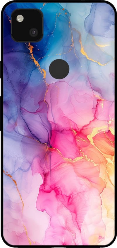 Smartphonica Telefoonhoesje voor Google Pixel 4A met marmer opdruk - TPU backcover case marble design - Regenboog geschikt voor Google Pixel 4A