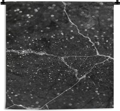Wandkleed - Marmer - Zwart - Zilver - 120x120 cm - Wandtapijt