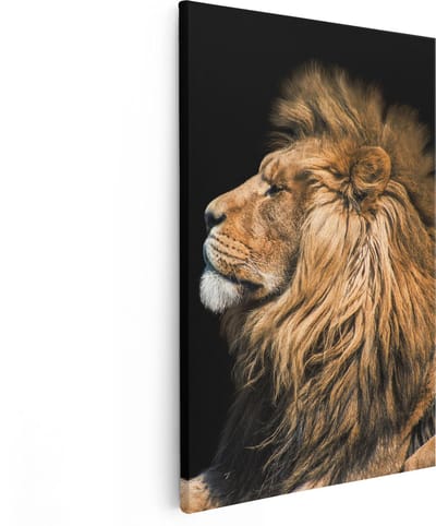 Artaza Canvas Schilderij Leeuw - 40x60 cm - Wanddecoratie Dieren - Muurdecoratie Dierenkop - Schilderijen Op Canvas Woonkamer