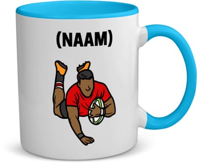 Akyol - rugby met eigen naam koffiemok - theemok - blauw - Rugby - rugbyer - sport - 350 ML inhoud