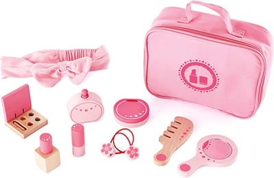 Houten Make-up Tafel en Accessoires Set voor Kinderen - Roze Rollenspel Speelgoed Vanaf 3 Jaar