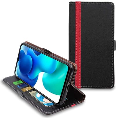 ebestStar - Hoes geschikt voor Xiaomi Mi 10 Lite, Wallet Etui, Book case hoesje, Zwart, Rood