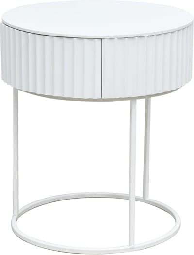 Bijzettafel Rill rond met lade 46x40 cm wit [en.casa]