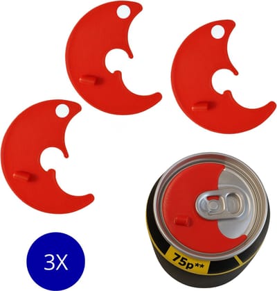Blikjes Sluiter - 3 stuks - voor 330 ml - Blikjes Frisdrank - blikjesdop - Can Lock - Blik Afsluiter - Rood - Blik Deksel