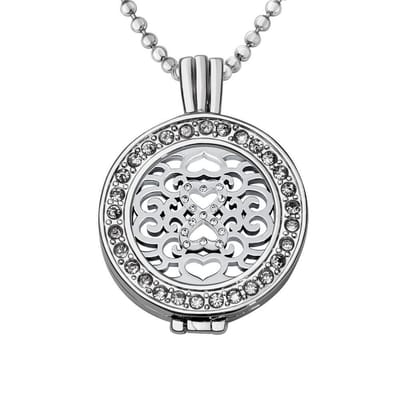 Quiges - Munthouder met Ketting en Munt 25mm Zirkonia Infinity - Zilverkleurig met Zirkonia - EPRHZ725