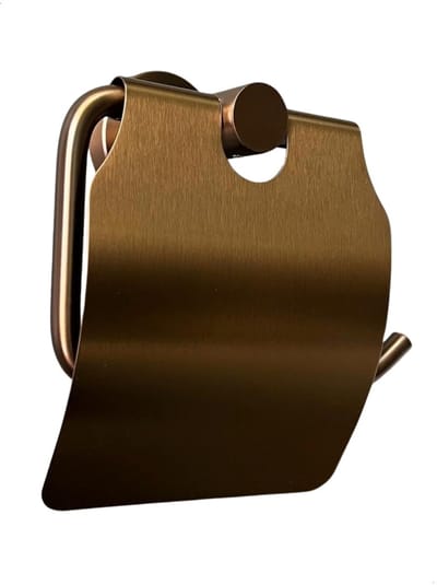 Toiletrolhouder met klep Koper - Wc Rol Houder met klep - Hangende Wc Rolhouder - Geborsteld Koper PVD