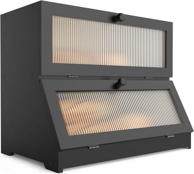 Bamboe Broodtrommel 2 Etages - Ruime Broodbewaardoos met Ventilatie voor Brood en Gebak - Natuurlijk Design - Zwart 40 x 25 x 33 cm