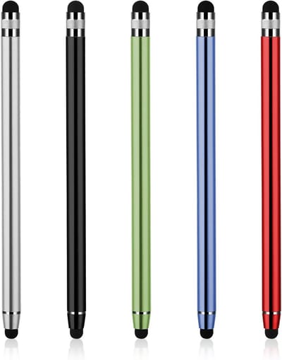 Set van 5 Dubbele Touchscreen Stylus Pennen, Hoge Gevoeligheid Silicone Tekentools voor Smartphones en Tablets, Universeel Compatibel met Alle Touchscreen Apparaten