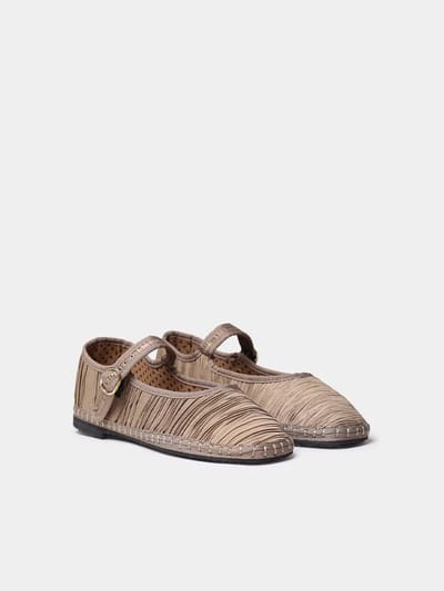 Dames Mary Janes van geplooid materiaal met een platte zool | CAROLINA