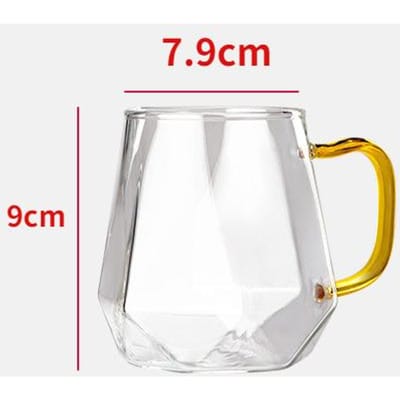 6 stuks/4 stuks/2 stuks/1 stuk Glazen Mok Luxe Diamantpatroon Koud Waterbeker Met Handvat Hoge Borosilicaat Transparante Drinkbekers 6pcs