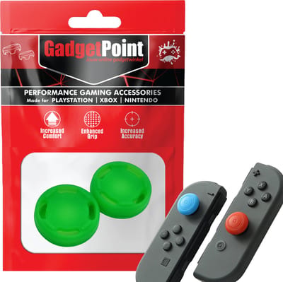 Gadgetpoint - Thumb Grips voor Nintendo Switch Joy-Con Controllers - Gaming Thumbgrips - Performance Anti-Slip Thumbsticks - Bescherming Accessoires - Cirkel - Groen