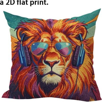 1/4 stuks Kleurrijke Dierhoofd Kussens met Zonnebril en Koptelefoon Sofa kussenhoes huis slaapkamer decoratie, 2D platte print 50x50cm