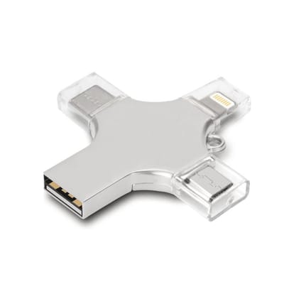 QTTVBTNA -4 in 1 Flash Drive / 128GB / Zilver / USB Opslag / USB Stick / Externe Geheugen voor smartphones tablets Lightning Android / USB-C / USB. 3.0