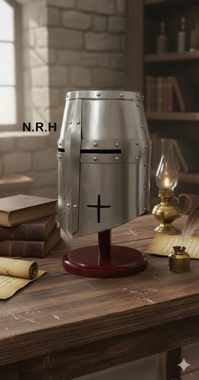 Ridder Helm - Pantserhelm Replica - Historische Re-enactment - Handgemaakt Staal - Volwassen Maat - Zilverkleurig