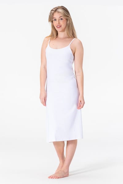 Dames Onderjurk - Nachtjurk - Slaapjurk - Anti-statisch - Wit - Microfiber - Lang (120CM) - Maat S/M