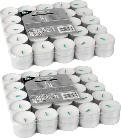Conpax Candles Waxinelichtjes - 100x st - 3,7 cm - 4 branduren - stearine - theelichtjes - kaarsjes