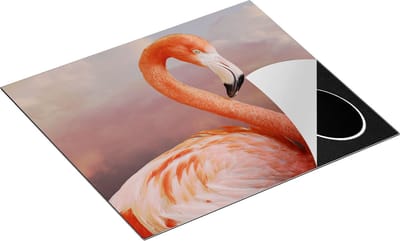 Chefcare Inductie Beschermer Roze Flamingo in de Wolken - 60x50 cm - Afdekplaat Inductie - Kookplaat Beschermer - Inductie Mat