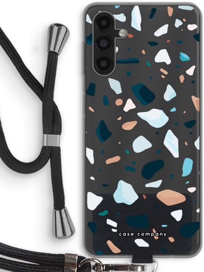 Case Company® - Hoesje met koord geschikt voor Samsung Galaxy A04s hoesje met Koord - Terrazzo N°13 - Telefoonhoesje met Zwart Koord - Bescherming aan alle Kanten en Over de Schermrand