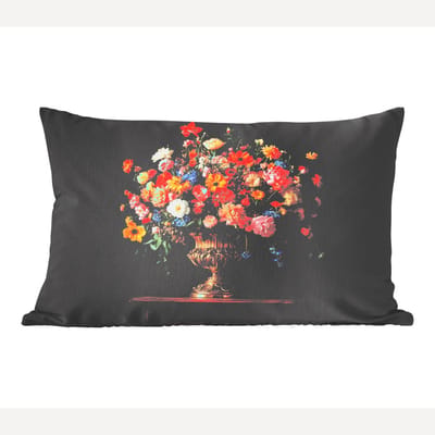 Sierkussens - Kussentjes Woonkamer - 50x30 cm - Goud - Bloemen - Kleuren - Vaas