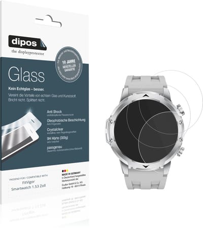 dipos – 2x Pantserfolie geschikt voor FitVigor Smartwatch 1.53 Zoll | 9H Screenprotector
