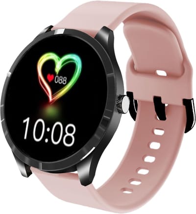 Belesy® Q9 Pro - Smartwatch Dames – Smartwatch Heren - Horloge - 1.28 inch - Kleurenscherm - Stappenteller - Bloeddruk - Hartslag - 75+ Wijzerplaten – Sporten – Zwart - Siliconen - Roze - Kerstcadeau
