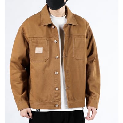 Spijkerjas Heren Katoen Los Trendy Merk Heren Effen Kleur Werkjas Heren Spijkerkleding 4XL brown