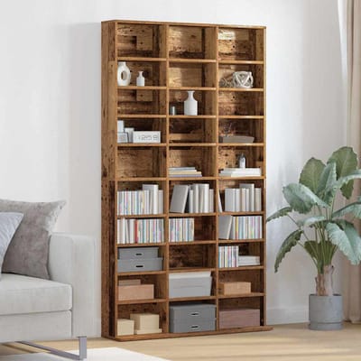 vidaXL - CD - Kast - Oud - hout - 101 - x - 23 - x - 177,5 - cm - Bewerkt - hout