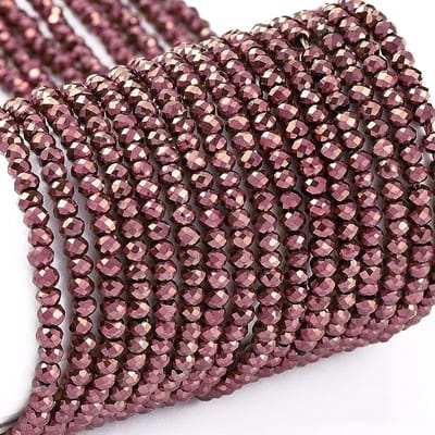 2200 stks 2mm Galvaniseren Glas Rondelle Kralen Koper Volledige Plated Facet Kralen Losse Spacer Kralen voor Ketting Armband Sieraden Craft Maken