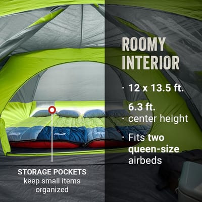 Coleman Skydome tent met schermruimte & 5 minuten opstelling, weerbestendige 4/6/8 persoonstent met afgeschermde veranda, inclusief regenvlieg en draagtas, gemaakt van PFAS-vrije materialen