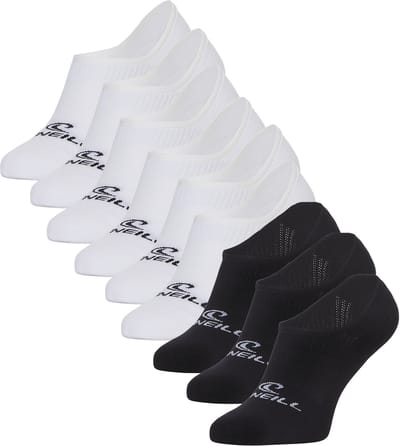 O'Neill Heren / Dames Footies Sokken No Show 9-Pack Wit/Zwart - Maat 39-42