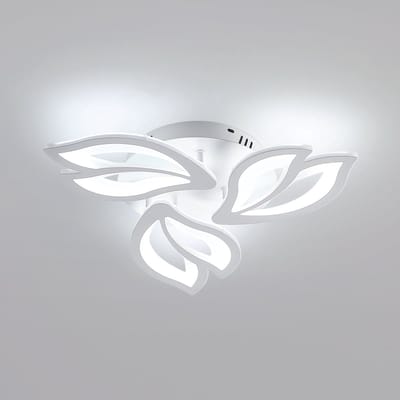 Riserva LED Plafondlamp Bloem Design - 40W - 4500 lm - 6500K Koel Wit - Wit - Moderne Design Plafonnière voor Woonkamer, Slaapkamer, Keuken en Eetkamer